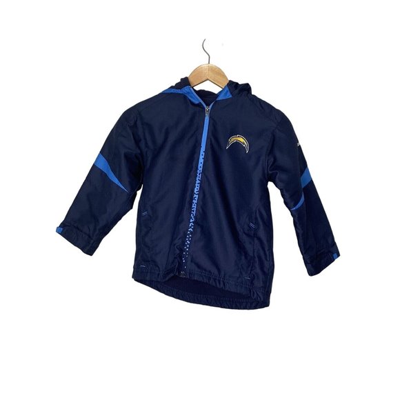 NFL On Field Reebok Boys Chargers Football Jacket Hooded Full Zip Size Medium - Picture 1 of 8